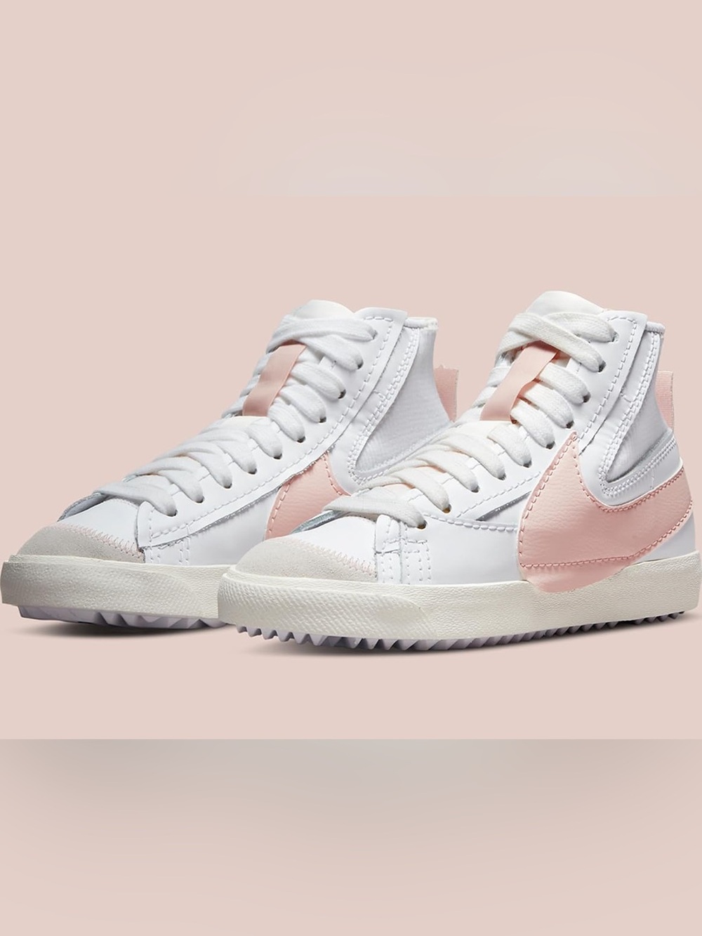 Nike Women's Blazer Low '77 Jumbo Trainers White Atmosphere Pink Oxford 101 Sz 9